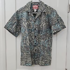 Men's Blue and Gray Short Sleeve Shirt